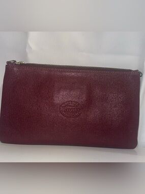 ROOTS BURGUNDY LEATHER CLUTCH